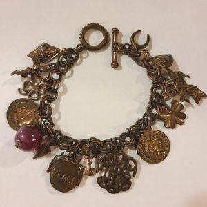 Burnished metal charm bracelet